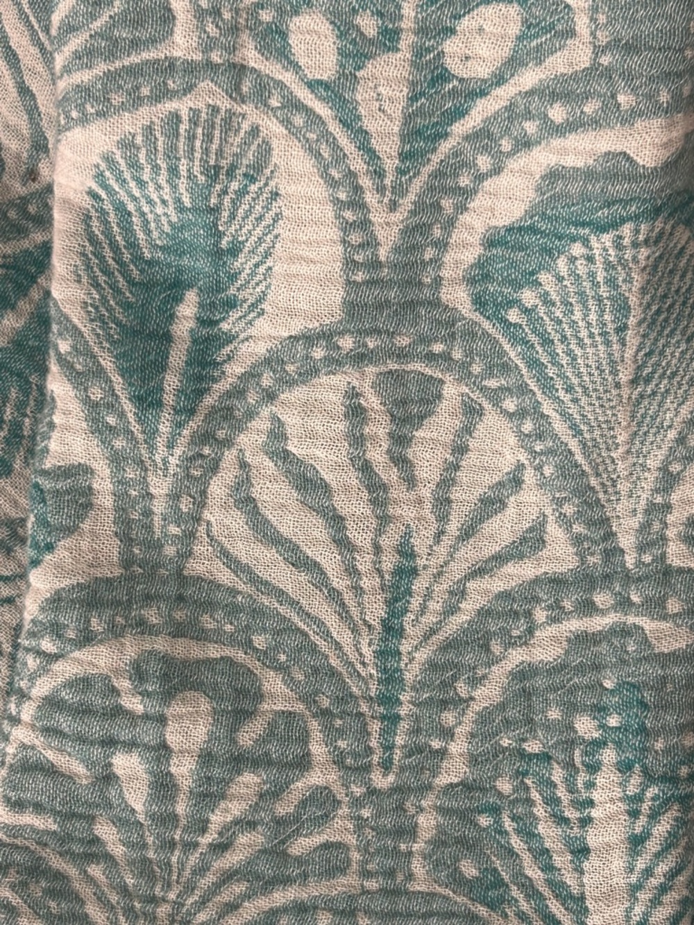 Succulent Swim Sarong Coverup Skirt Teal Green Ecru White Modern Woven 38 “ - Picture 6 of 16